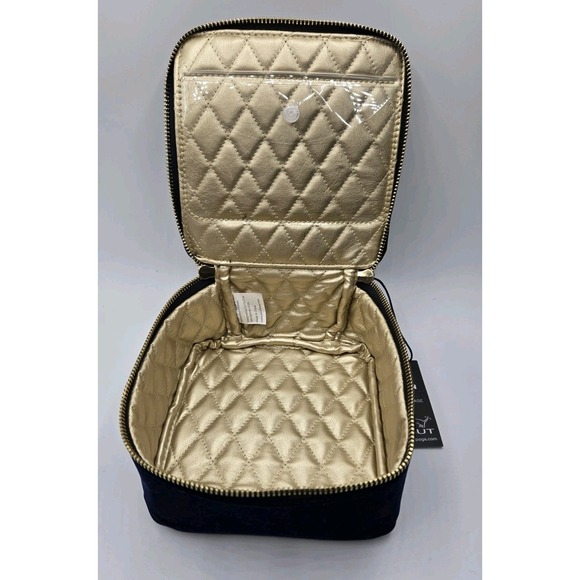 Scout Bags Perfect Gem Square Jewelry Case Zipper Navy Velvet W/ 3 Extra Pouches - Picture 5 of 11